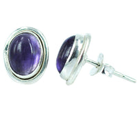 Cargar imagen en el visor de la galería, Silberohrstecker Lila Amethyst oval 10 mm Ø Ohrstecker 925er Sterling Silber Damen Schmuck - chic-net.de

