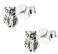 Cargar imagen en el visor de la galería, Silberohrstecker Ohrstecker Ohrringe Damen 925er Sterling Silber Schmuck Eule mit Einkerbungen - chic-net.de
