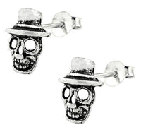 Cargar imagen en el visor de la galería, Silberohrstecker Ohrstecker Ohrringe Unisex 925er Sterling Silber Schmuck Totenkopf mit Hut - chic-net.de
