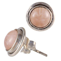 Load image into Gallery viewer, Silberohrstecker Rosenquarz rund Ohrringe Ohrstecker Damen Ohrring Stecker 925er Sterling Silber - chic-net.de
