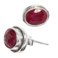 Cargar imagen en el visor de la galería, Silberohrstecker Rubin oval Ohrringe Ohrstecker Damen Ohrring Stecker 925er Sterling Silber - chic-net.de
