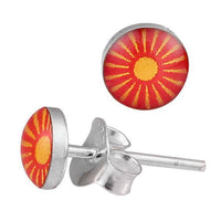 Load image into Gallery viewer, Silberohrstecker Sonne gelb rot Ohrstecker Glas 925 Sterling Silber Unisex Ohrringe Schmuck - chic-net.de
