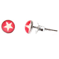 Cargar imagen en el visor de la galería, Silberohrstecker Stern Rot Weiß Ohrstecker Glas Sterling Silber Unisex Ohrringe Schmuck - chic-net.de
