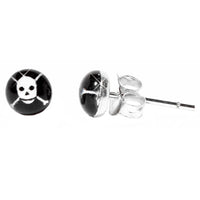 Cargar imagen en el visor de la galería, Silberohrstecker Totenkopf Weiß Pirat Ohrstecker Glas Sterling Silber Unisex Ohrringe Schmuck - chic-net.de
