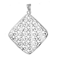 Cargar imagen en el visor de la galería, Silberschmuckset Spiralen Raute gewellt 925 Sterling Silber Damen Schmuck Set Anhänger Ohrringe - chic-net.de
