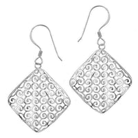 Cargar imagen en el visor de la galería, Silberschmuckset Spiralen Raute gewellt 925 Sterling Silber Damen Schmuck Set Anhänger Ohrringe - chic-net.de
