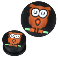 Cargar imagen en el visor de la galería, Silikon Plug weich braun orange grün Eule schwarz weiß Piercing Ohrschmuck - chic-net.de
