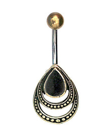 Load image into Gallery viewer, Bauchnabelpiercing Edelstahl Brass Doppelträne Inlay - chic-net.de
