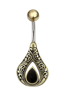 Load image into Gallery viewer, Bauchnabelpiercing Edelstahl Brass Tropfen Inlay - chic-net.de
