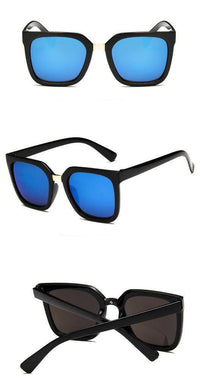 Cargar imagen en el visor de la galería, Sonnenbrille Cateye kantig 400UV Metallsteg schwarz bunt verspiegelt - chic-net.de
