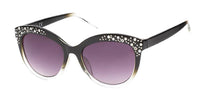 Load image into Gallery viewer, Sonnenbrille Cateye Perlen Glaskristalle 400 UV getönt braun schwarz - chic-net.de
