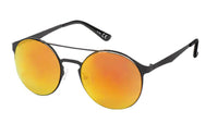 Cargar imagen en el visor de la galería, Sonnenbrille Panto Doppelsteg Round 400 UV verspiegelt Metall schwarz golden - chic-net.de
