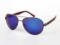 Cargar imagen en el visor de la galería, Sonnenbrille Piloten Retro 400 UV Doppelsteg Bügel Holzmaserung - chic-net.de
