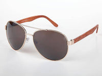 Cargar imagen en el visor de la galería, Sonnenbrille Piloten Retro 400 UV Doppelsteg Bügel Holzmaserung - chic-net.de
