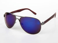 Cargar imagen en el visor de la galería, Sonnenbrille Piloten Retro 400 UV Steg dick Bügel Holzmaserung - chic-net.de
