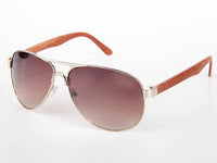 Cargar imagen en el visor de la galería, Sonnenbrille Piloten Retro 400 UV Steg dick Bügel Holzmaserung - chic-net.de
