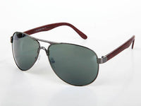 Cargar imagen en el visor de la galería, Sonnenbrille Piloten Retro 400 UV Steg dick Bügel Holzmaserung - chic-net.de
