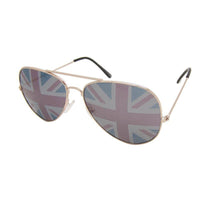 Load image into Gallery viewer, Sonnenbrille Pilotenbrille Union Jack Linse golden silbern 400 UV Retro Flagge - chic-net.de
