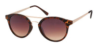 Load image into Gallery viewer, Sonnenbrille Retro 400 UV goldfarben Metalldoppelsteg beige braun getönt - chic-net.de
