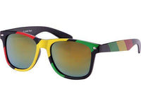 Load image into Gallery viewer, Sonnenbrille rot gelb grün Rasta Streifen Nerdbrille verspiegelt 400 UV - chic-net.de
