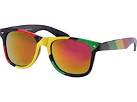 Load image into Gallery viewer, Sonnenbrille rot gelb grün Rasta Streifen Nerdbrille verspiegelt 400 UV - chic-net.de
