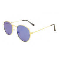 Cargar imagen en el visor de la galería, Sonnenbrille rundlich Panto golden 400UV verspiegelt flache Gläser Steg hoch - chic-net.de
