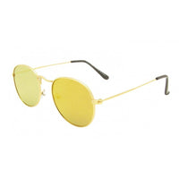 Cargar imagen en el visor de la galería, Sonnenbrille rundlich Panto golden 400UV verspiegelt flache Gläser Steg hoch - chic-net.de
