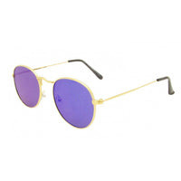 Cargar imagen en el visor de la galería, Sonnenbrille rundlich Panto golden 400UV verspiegelt flache Gläser Steg hoch - chic-net.de
