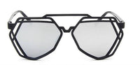 Cargar imagen en el visor de la galería, Sonnenbrille V-förmiges Polygon schwarzes Gestell 400UV verspiegelt - chic-net.de
