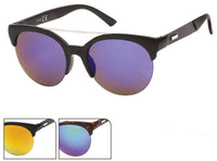 Load image into Gallery viewer, Sonnenbrille verspiegelt 400 UV Metallbogen unten frameless Cateye geriffelt - chic-net.de
