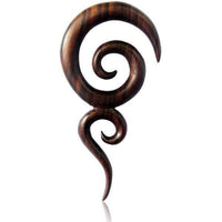 Load image into Gallery viewer, Sonoholz lang Tribal Piercing Holz zwei Spiralen handmade - chic-net.de

