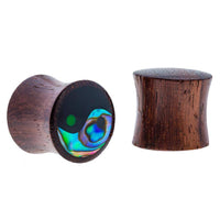 Load image into Gallery viewer, Sonoholz Plug Yin Yang Inlay Paua Abalone Resin schwarz Tunnel Tribal Expander.

