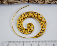Load image into Gallery viewer, Spiralen Ohrringe acht Kugeln Messing Brass antik golden nickelfrei Piercing Tribal - chic-net.de
