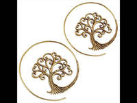 Load image into Gallery viewer, Spiralen Ohrringe Baum des Lebens Messing Brass antik golden Tribal Piercing - chic-net.de
