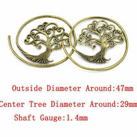 Load image into Gallery viewer, Spiralen Ohrringe Baum des Lebens Messing Brass antik golden Tribal Piercing - chic-net.de
