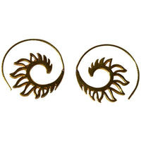Load image into Gallery viewer, Spiralen Ohrringe Brass Wellen hohle Tropfen antik golden Tribal Piercing - chic-net.de
