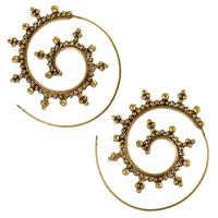 Load image into Gallery viewer, Spiralen Ohrringe Kugeln Kreuze Messing Brass antik golden nickelfrei Piercing Tribal - chic-net.de
