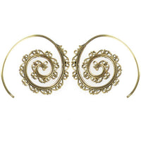Load image into Gallery viewer, Spiralen Ohrringe liegend Kerbe Messing Brass antik golden nickelfrei Tribal Piercing Schmuck - chic-net.de
