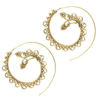 Load image into Gallery viewer, Spiralen Ohrringe Spiralbögen Kugeln Messing Brass antik golden nickelfrei Tribal Piercing Schmuck - chic-net.de
