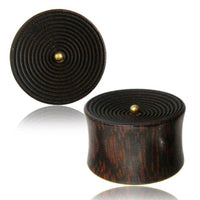 Load image into Gallery viewer, Spiralen Plug Tamarindenholz dunkel Brassperle Expander Tunnel Tribal konkav - chic-net.de
