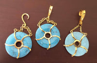 Load image into Gallery viewer, Stein Donut Ohr Hook Piercing Ohrgewicht Brass gold antik Türkis 2mm 4mm 6mm - chic-net.de
