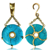 Load image into Gallery viewer, Stein Donut Ohr Hook Piercing Ohrgewicht Brass gold antik Türkis 2mm 4mm 6mm - chic-net.de
