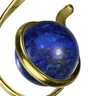 Load image into Gallery viewer, Stein S-Form Ohr Hook 2mm Piercing Brass gold antik Lapis Lazuli Kugel 53mm Ohrhänger - chic-net.de

