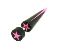 Load image into Gallery viewer, Stern pink schwarz Fake Piercing Expander Dehnungsstab Straight Dehnstab Unisex Acryl - chic-net.de
