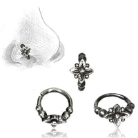 Load image into Gallery viewer, Nostril Piercing Nasenringe Silber Brass Nasenring Herz Sternblume 10 mm/0,8 mm - chic-net.de
