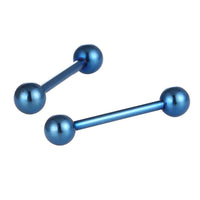 Load image into Gallery viewer, Straight Barbell Piercing Basic groß aus Edelstahl blau glänzend Kugeln Länge: 25 mm - chic-net.de
