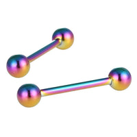 Load image into Gallery viewer, Straight Barbell Piercing Basic groß aus Edelstahl Regenbogen bunt Kugeln Länge: 25 mm - chic-net.de
