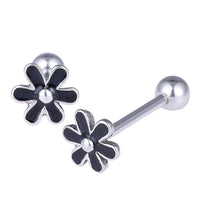 Load image into Gallery viewer, Straight Barbell Piercing Gänseblümchen schwarz aus Edelstahl silberfarben Kugel - chic-net.de
