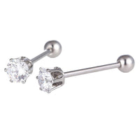 Load image into Gallery viewer, Straight Barbell Piercing Zirkonia Stein weiß aus Edelstahl silberfarben Kugel - chic-net.de
