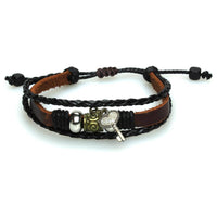 Load image into Gallery viewer, Surfer Lederarmband Herz Schlüssel braun schwarz Band Brass geflochten verstellbar Leder nickelfrei - chic-net.de
